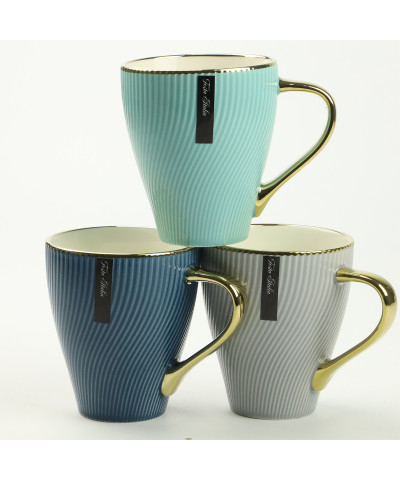 Kubek porcelanowy 400 ml – Złoty uchwyt / Miętowy