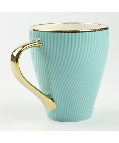 Kubek porcelanowy 400 ml – Złoty uchwyt / Miętowy