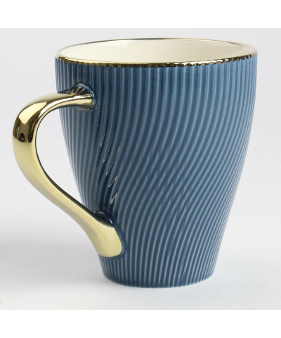 Kubek porcelanowy 400 ml – Złoty uchwyt / Granatowy