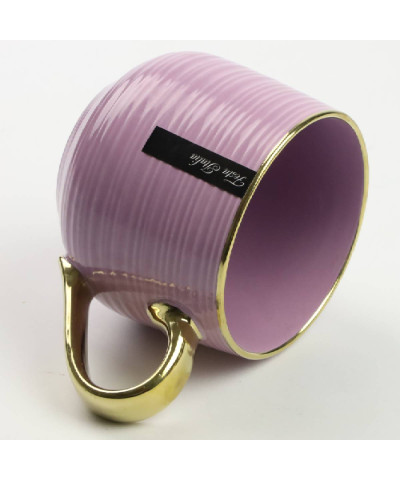 Kubek porcelanowy 400 ml – Złoty uchwyt / Fioletowy