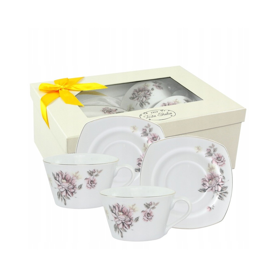 Komplet 2 filiżanek ze spodkiem ROSSA 220ml