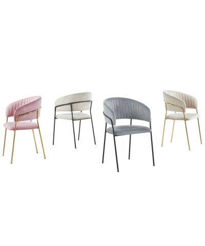 Krzesło welurowe tapicerowane szary/czarny Bella