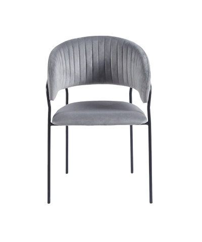 Krzesło welurowe tapicerowane szary/czarny Bella