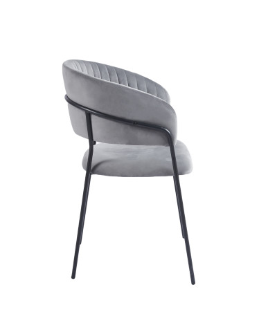 Krzesło welurowe tapicerowane szary/czarny Bella