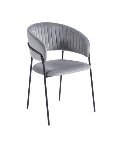 Krzesło welurowe tapicerowane szary/czarny Bella