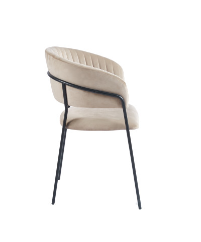 Krzesło welurowe tapicerowane beżowy/czarny Bella
