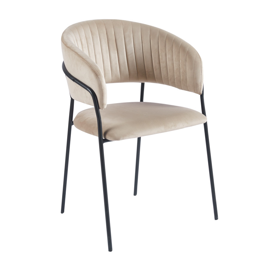 Krzesło welurowe tapicerowane beżowy/czarny Bella