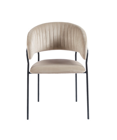 Krzesło welurowe tapicerowane beżowy/czarny Bella
