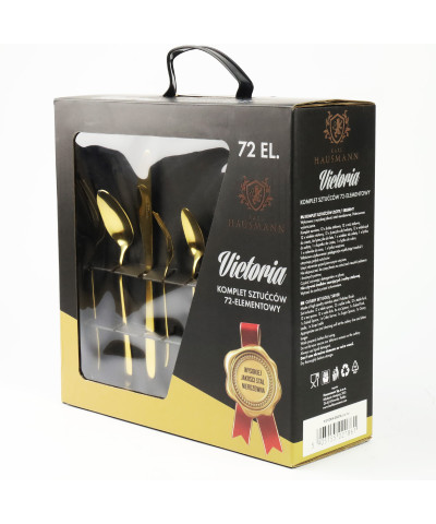 Komplet sztućców w pudełku VICTORIA ZŁOTA 72-elementowy