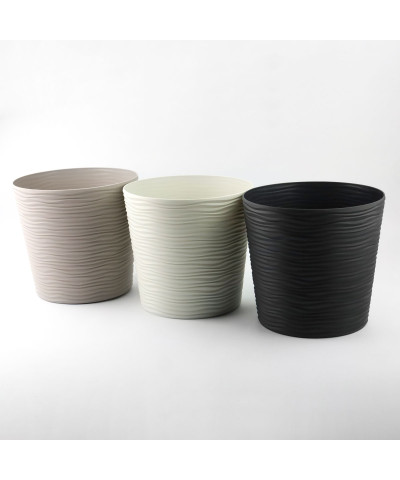 Doniczka z wkładem fala Fusion 23,5x22cm ecru