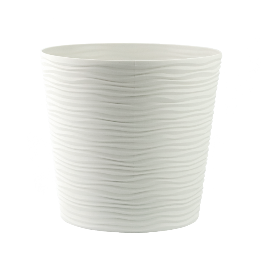 Doniczka z wkładem fala Fusion 23,5x22cm ecru