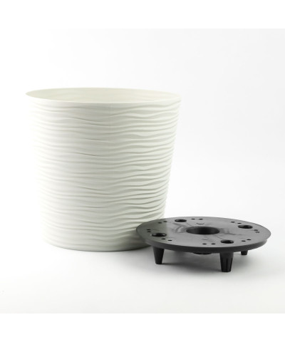 Doniczka z wkładem fala Fusion 23,5x22cm ecru