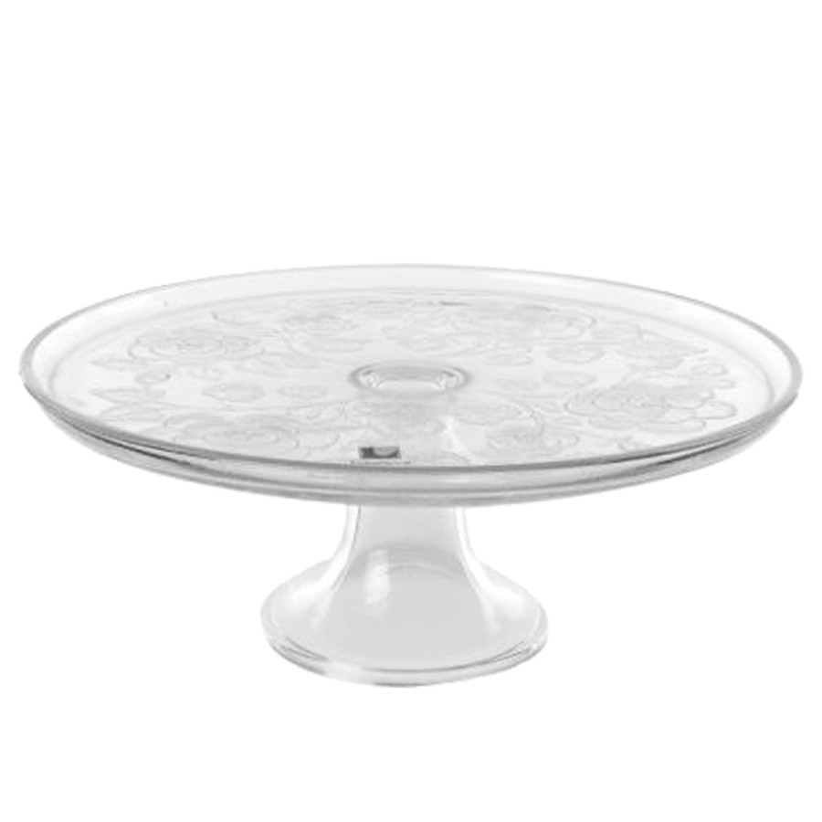 Szklana patera na ciasto zdobiona RÓŻA 30CM