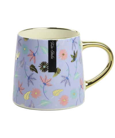 Kubek porcelanowy kwiaty/fioletowy/złoty 400ml
