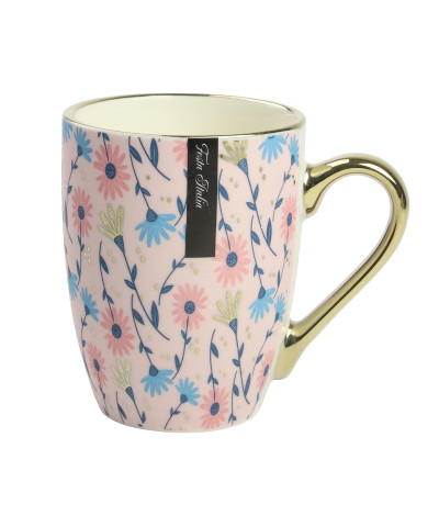 Kubek porcelanowy kwiaty/różowy/złoty 350ml
