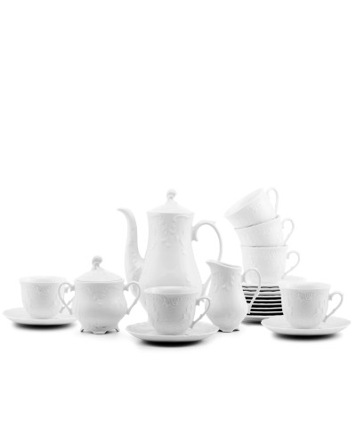 Serwis do kawy Ćmielów Rococo biała 6/21