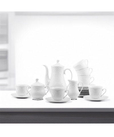 Serwis do kawy Ćmielów Rococo biała 6/21