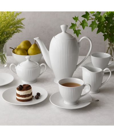 Serwis kawowy CHODZIEŻ Dalia biała 12/39