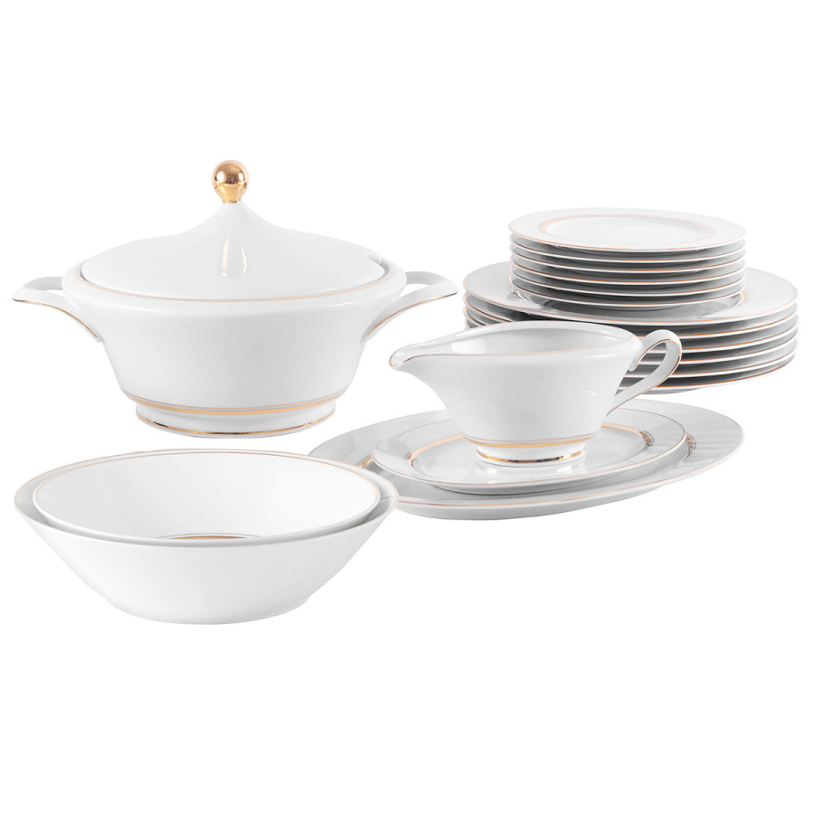 Serwis obiadowy ĆMIELÓW Margaret złote paski 6/25