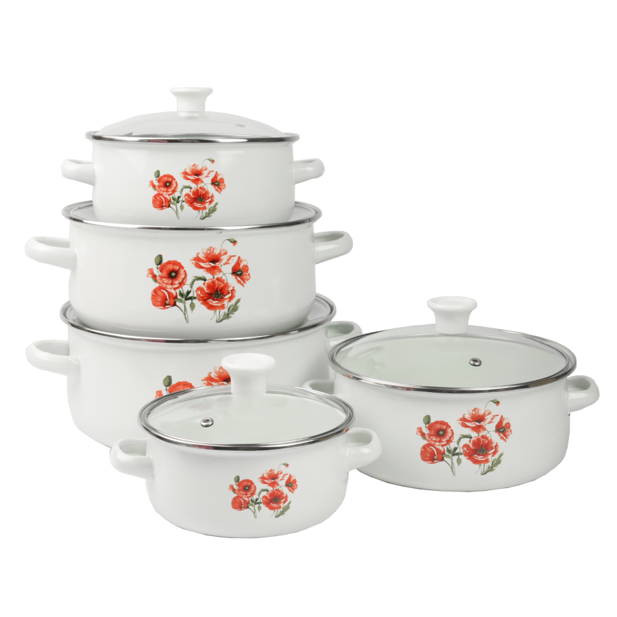 Komplet garnków emaliowanych MAKI 10-częściowy