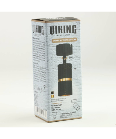 Kinkiet ścienny lampa sufitowa pojedyncza czarna, złoty pasek