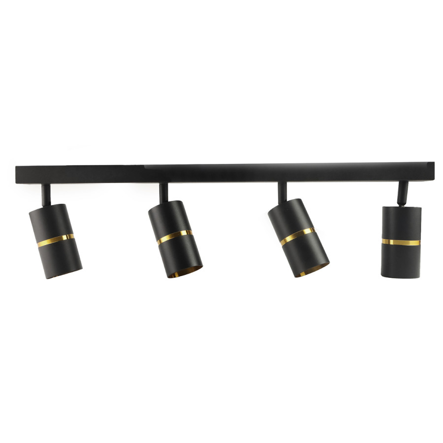 Lampa sufitowa poczwórna czarna złoty pasek VIKING
