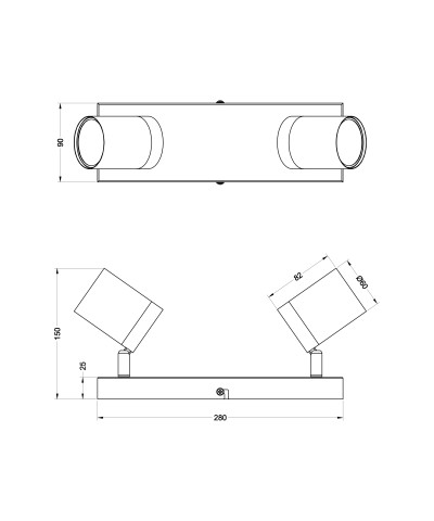 Lampa sufitowa podwójna czarno złota VIKING