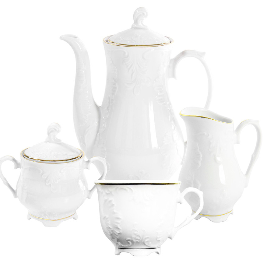 Serwis do kawy Ćmielów Rococo złota linia 6/21