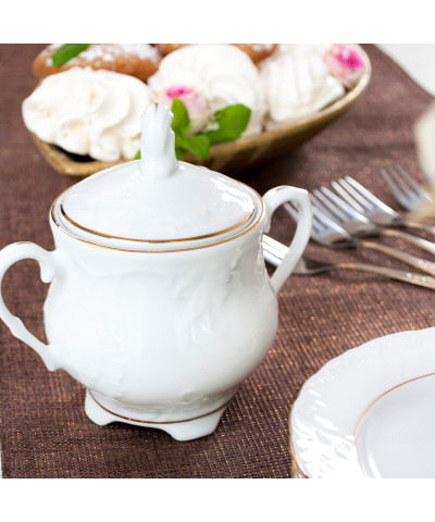 Serwis do kawy Ćmielów Rococo złota linia 6/21