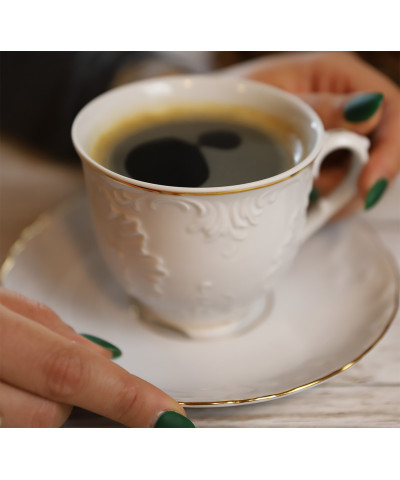 Serwis kawowy Ćmielów Rococo złota linia  6/18