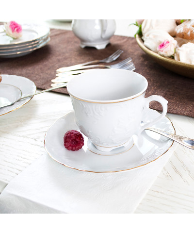 Serwis kawowy Ćmielów Rococo złota linia  6/18