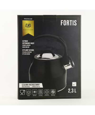 Czajnik stalowy z gwizdkiem FORTIS  2,3l kremowy