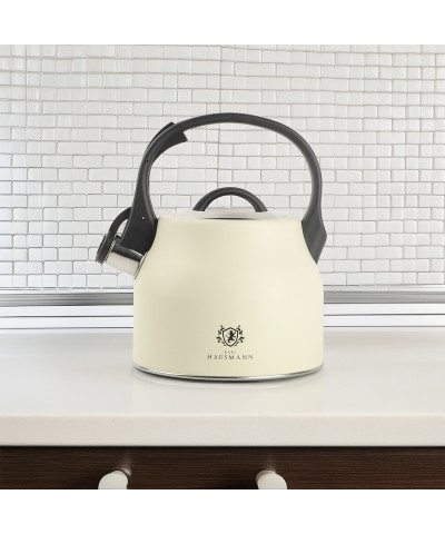 Czajnik stalowy z gwizdkiem FORTIS  2,3l kremowy