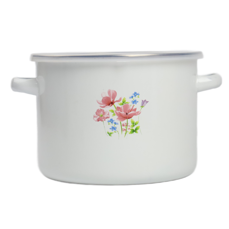 Garnek emaliowany z plastikową pokrywą Łączka 18cm/2,7L