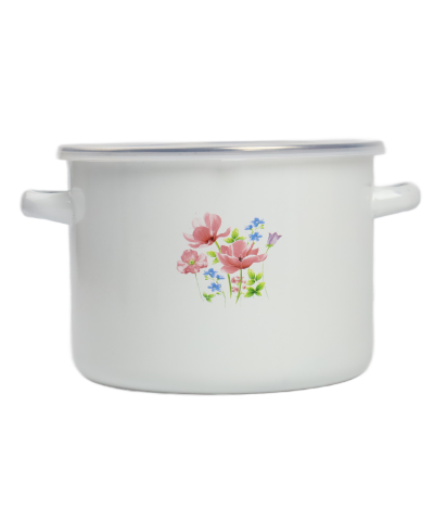 Garnek emaliowany z plastikową pokrywą Łączka 18cm/2,7L