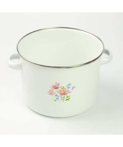 Garnek emaliowany z plastikową pokrywą Łączka 18cm/2,7L