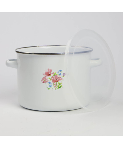 Garnek emaliowany z plastikową pokrywą Łączka 18cm/2,7L