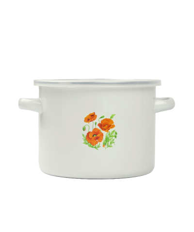 Garnek emaliowany z plastikową pokrywą Maki 14cm 1,3L