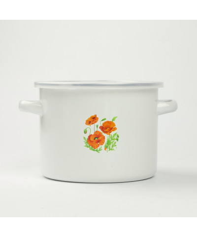 Garnek emaliowany z plastikową pokrywą Maki 14cm 1,3L