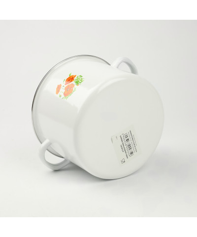 Garnek emaliowany z plastikową pokrywą Maki 14cm 1,3L