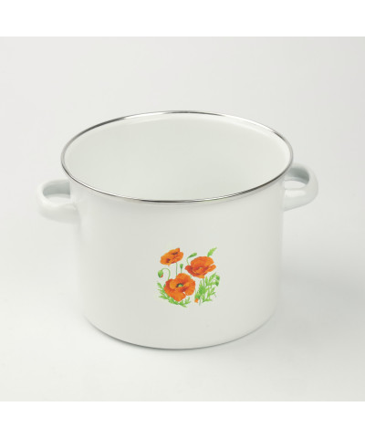 Garnek emaliowany z plastikową pokrywą Maki 14cm 1,3L