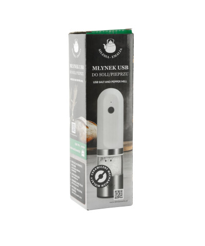 Elektryczny młynek do soli i pieprzu biały Silesia Emalia