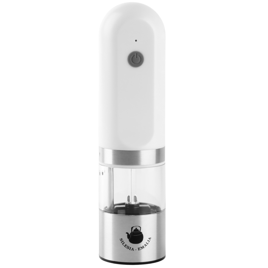 Elektryczny młynek do soli i pieprzu biały Silesia Emalia
