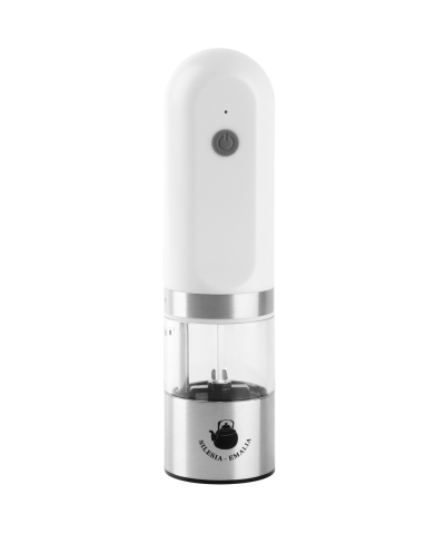 Elektryczny młynek do soli i pieprzu biały Silesia Emalia