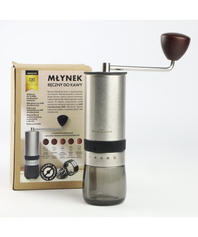 Młynek ręczny do mielenia kawy Karl Hausmann srebrny