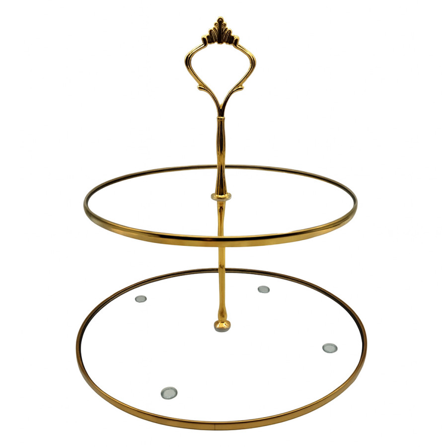 Patera szklana okrągła 2-poziomowa Vera złota