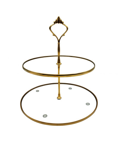 Patera szklana okrągła 2-poziomowa Vera złota