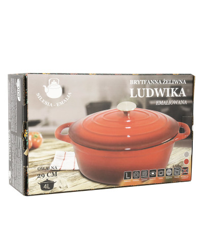 Brytfanna żeliwna emaliowana szara 29cm Ludwika