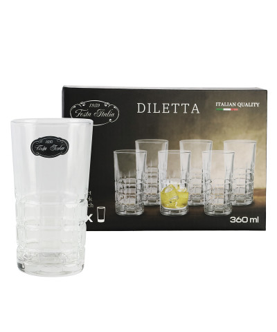 Komplet 6 szklanek wysokich 360ml DILETTA