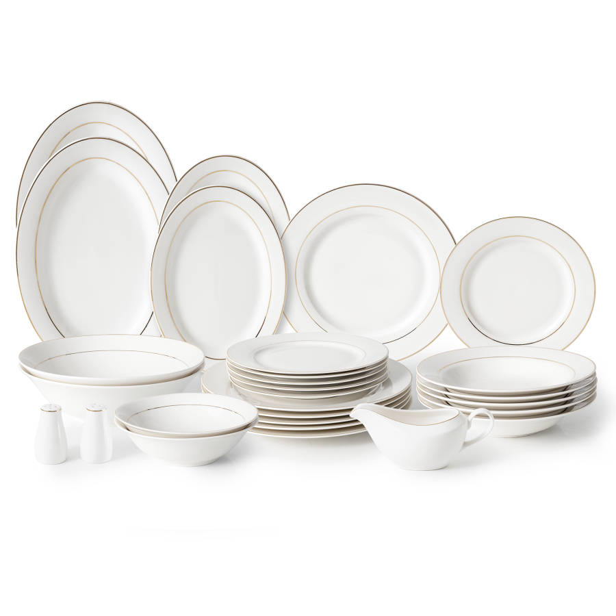 Serwis obiadowy Bella 29 el. złoty pasek
